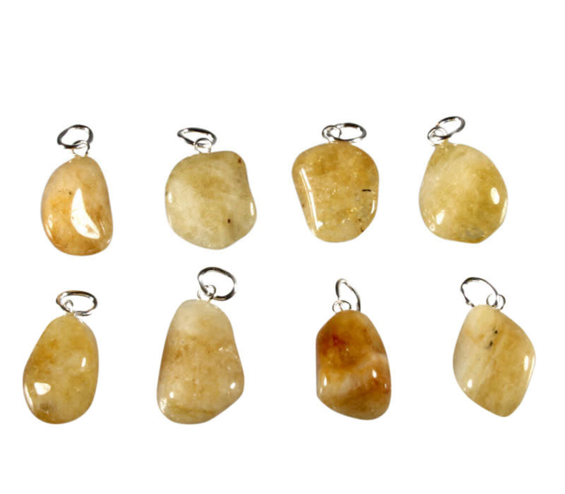 Goudberyl hanger met zilveren oogje