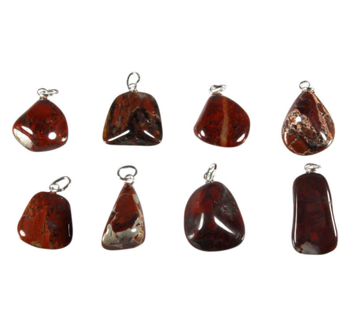 Jaspis (breccie) hanger met zilveren oogje Jaspis (breccie) hanger met zilveren oogje