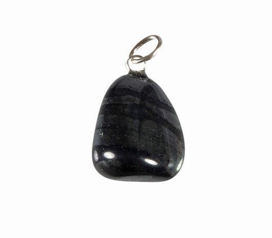 Hematiet (geband) hanger met zilveren oogje Hematiet (geband) hanger met zilveren oogje