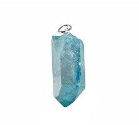 Aqua aura hanger kristal met zilveren oogje Aqua aura hanger kristal met zilveren oogje