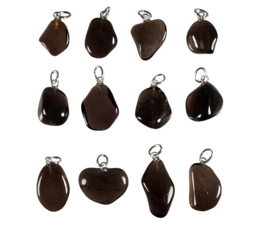 Rookkwarts (Morion) hanger met zilveren oogje