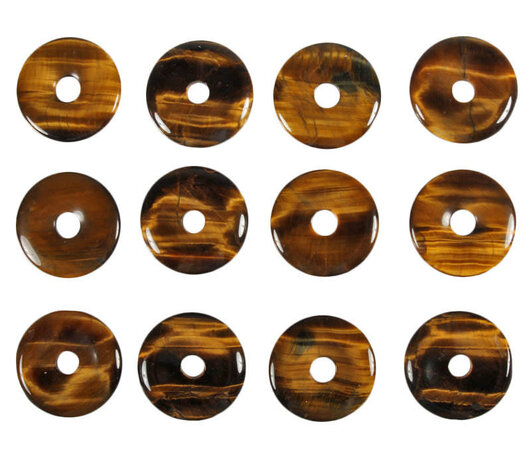 Tijgeroog hanger A-kwaliteit donut 3 cm Tijgeroog hanger A-kwaliteit donut 3 cm