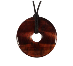 Tijgeroog (rood) hanger donut 4 cm Tijgeroog (rood) hanger donut 4 cm