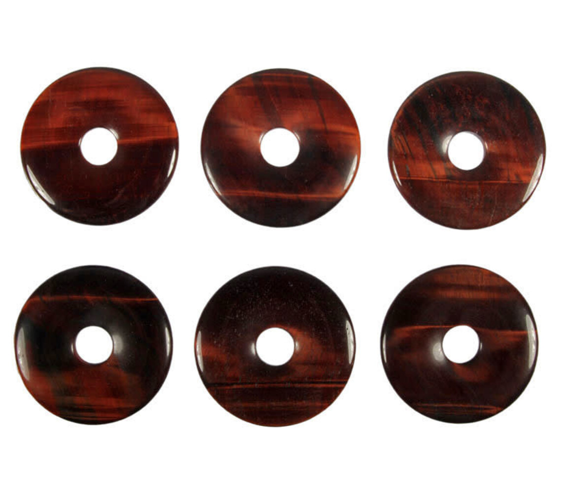 Tijgeroog (rood) hanger donut 4 cm Tijgeroog (rood) hanger donut 4 cm