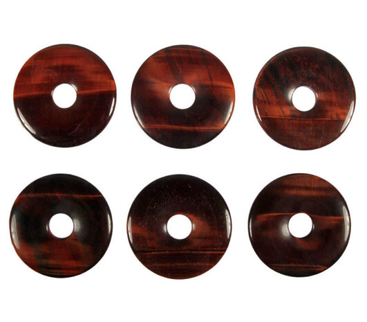 Tijgeroog (rood) hanger donut 4 cm Tijgeroog (rood) hanger donut 4 cm