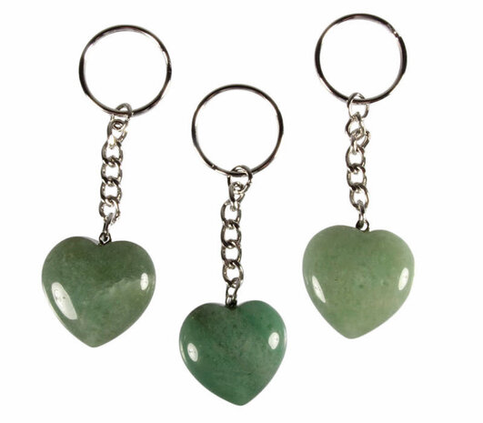 Aventurijn sleutelhanger hart 3 cm