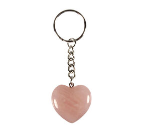 Rozenkwarts sleutelhanger hart 3 cm Rozenkwarts sleutelhanger hart 3 cm