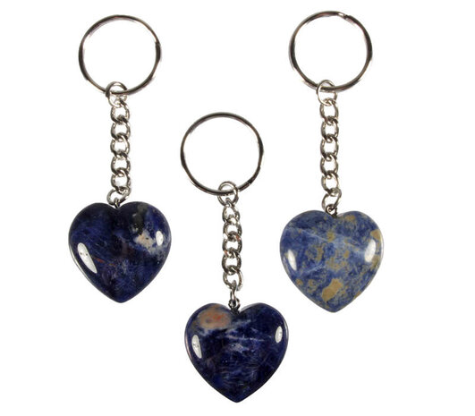Sodaliet sleutelhanger hart 3 cm