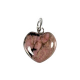 Rhodoniet hanger hart 15 mm met zilveren oogje Rhodoniet hanger hart 15 mm met zilveren oogje