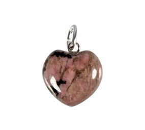 Rhodoniet hanger hart 15 mm met zilveren oogje Rhodoniet hanger hart 15 mm met zilveren oogje