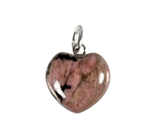 Rhodoniet hanger hart 15 mm met zilveren oogje Rhodoniet hanger hart 15 mm met zilveren oogje