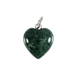 Mosagaat hanger hart 15 mm met zilveren oogje Mosagaat hanger hart 15 mm met zilveren oogje