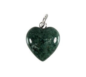 Mosagaat hanger hart 15 mm met zilveren oogje Mosagaat hanger hart 15 mm met zilveren oogje
