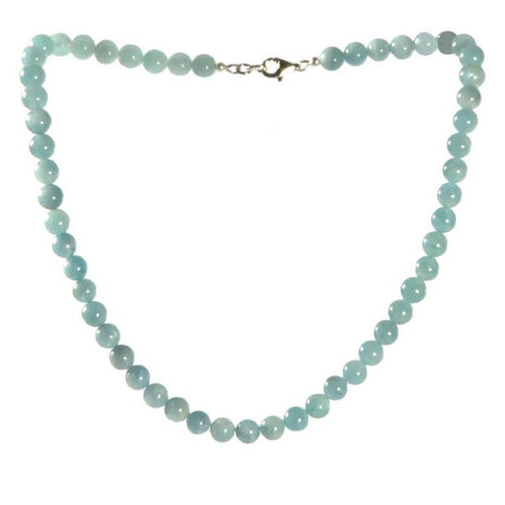 Aquamarijn ketting 8 mm kralen Aquamarijn ketting 8 mm kralen