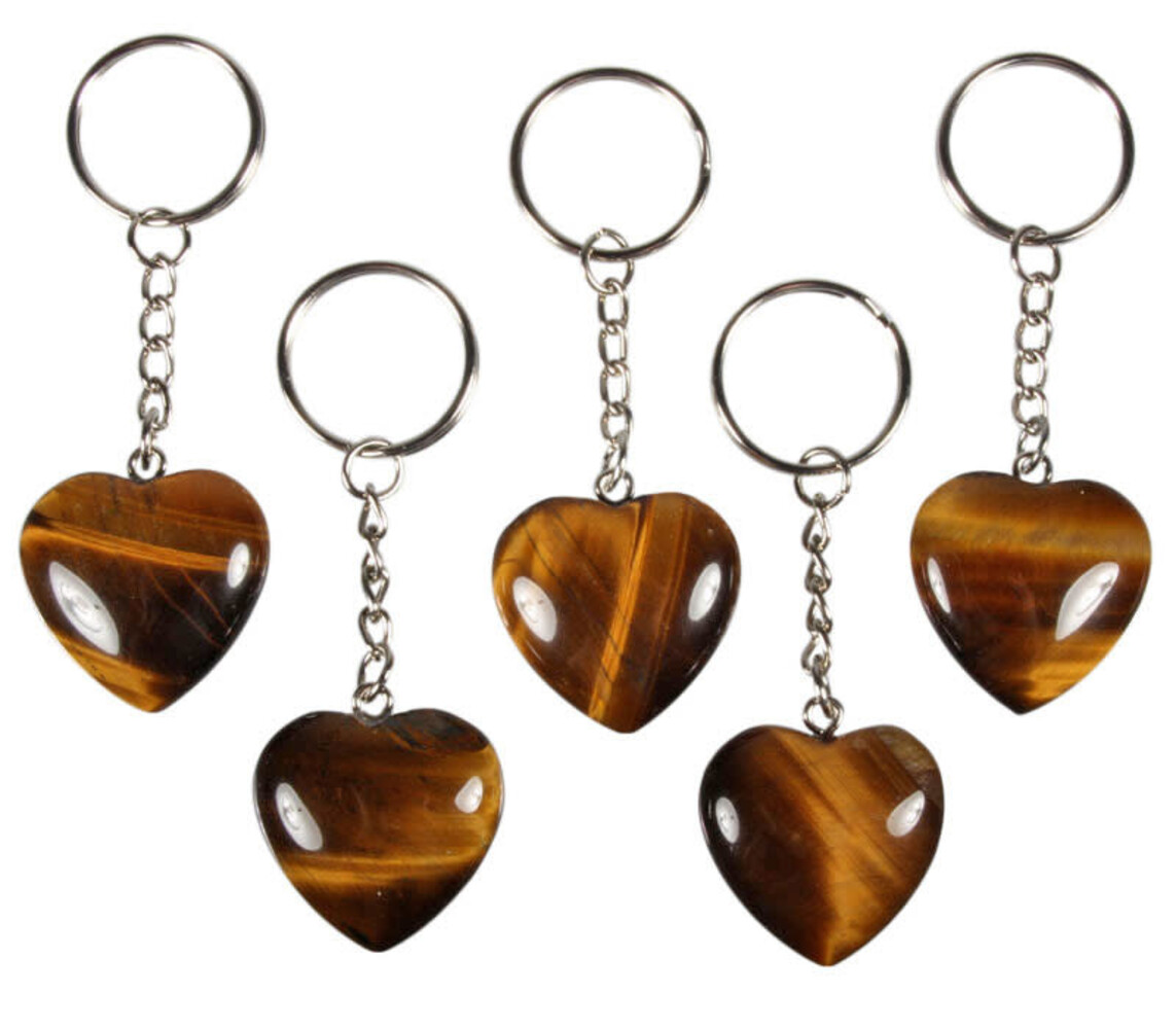 Tijgeroog sleutelhanger hart