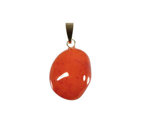 Carneool hanger met 14k gouden oogje Carneool hanger met 14k gouden oogje