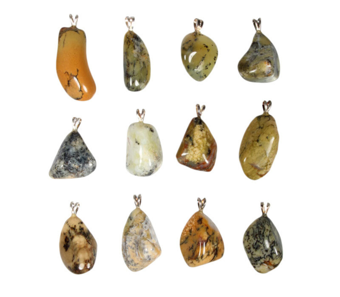 Merliniet (geel/groen) hanger met zilveren oogje Merliniet (geel/groen) hanger met zilveren oogje