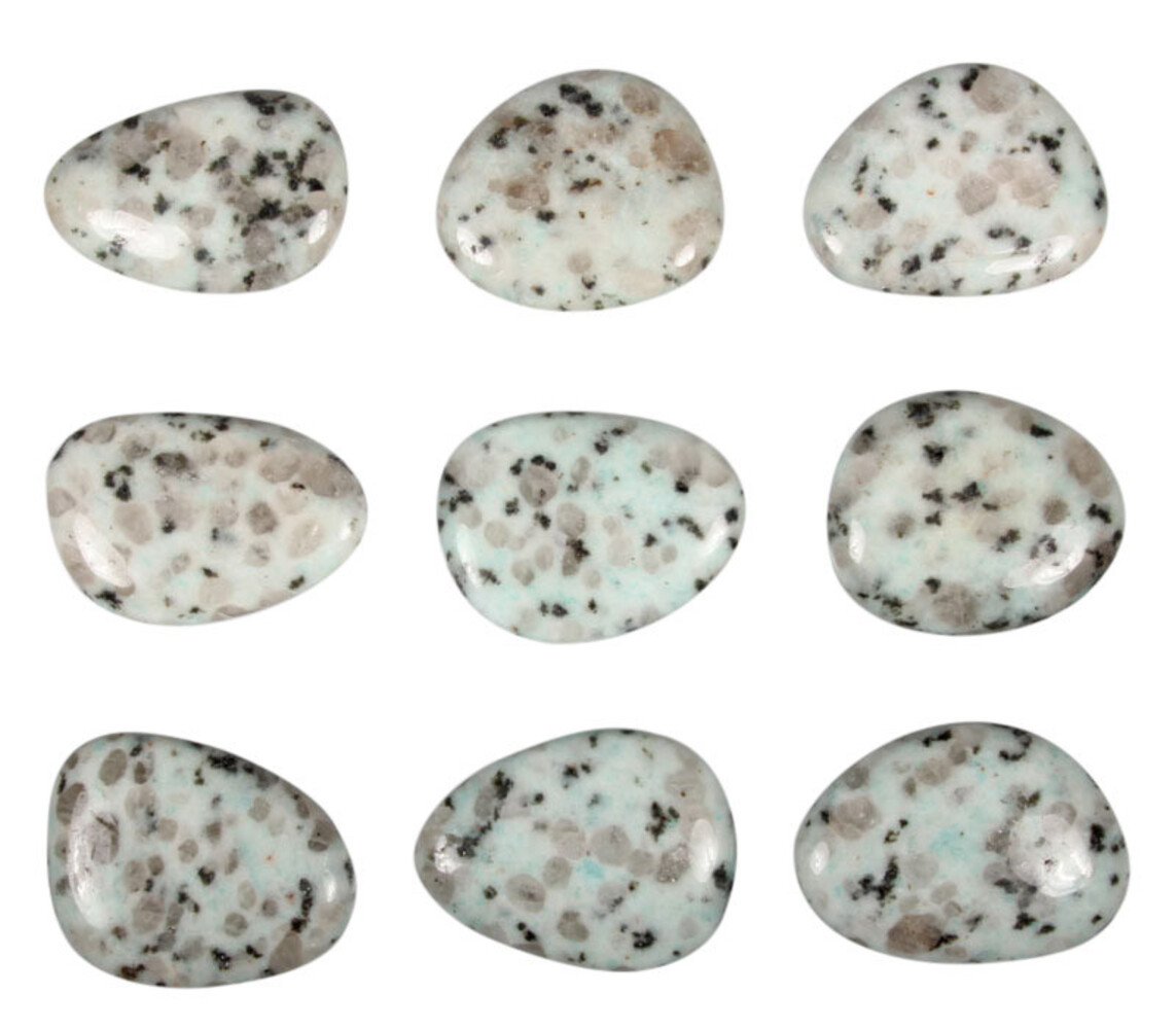 Amazoniet met toermalijn steen plat gepolijst Amazoniet met toermalijn steen plat gepolijst