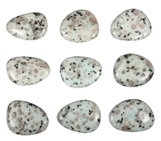 Amazoniet met toermalijn steen plat gepolijst Amazoniet met toermalijn steen plat gepolijst