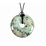 Amazoniet met toermalijn hanger donut 4 cm