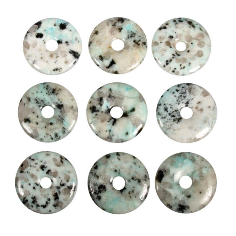 Amazoniet met toermalijn hanger donut 4 cm