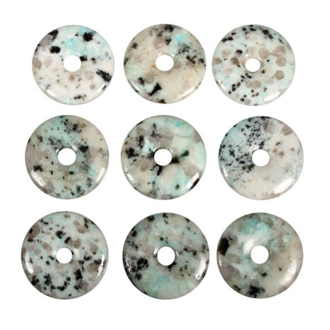 Amazoniet met toermalijn hanger donut 4 cm