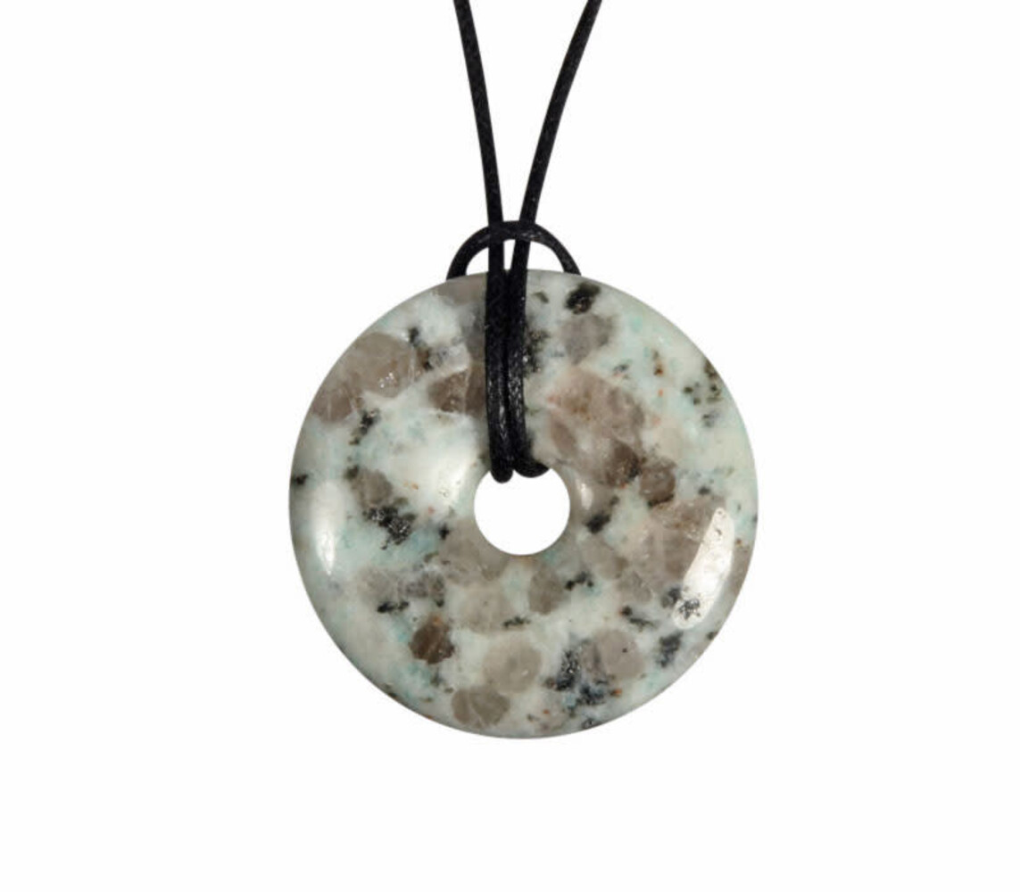 Amazoniet met toermalijn hanger donut 3 cm Amazoniet met toermalijn hanger donut 3 cm