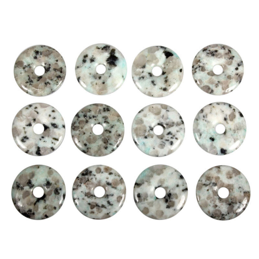 Amazoniet met toermalijn hanger donut 3 cm Amazoniet met toermalijn hanger donut 3 cm