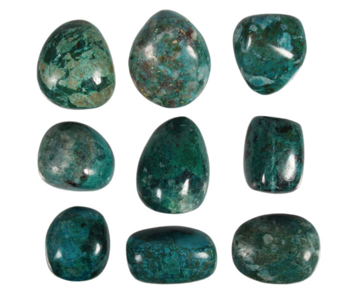 Chrysocolla steen getrommeld 30 - 50 gram Chrysocolla steen getrommeld 30 - 50 gram