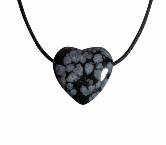 Obsidiaan (sneeuwvlok) hanger hart klein doorboord Obsidiaan (sneeuwvlok) hanger hart klein doorboord