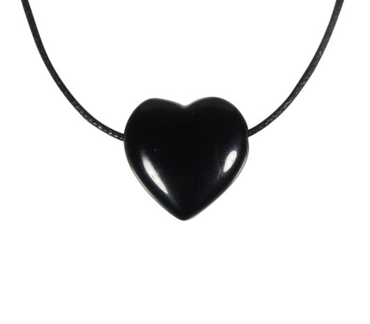 Obsidiaan (zwart) hanger hart klein doorboord Obsidiaan (zwart) hanger hart klein doorboord
