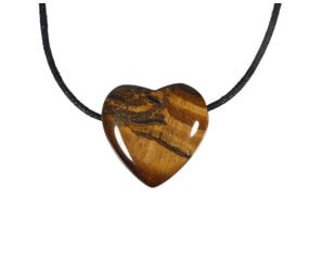 Tijgeroog hanger hart klein doorboord