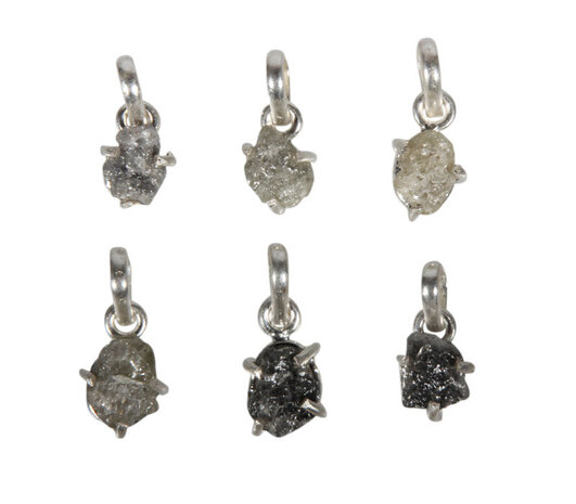 Zilveren hanger diamant ruw klein Zilveren hanger diamant ruw klein