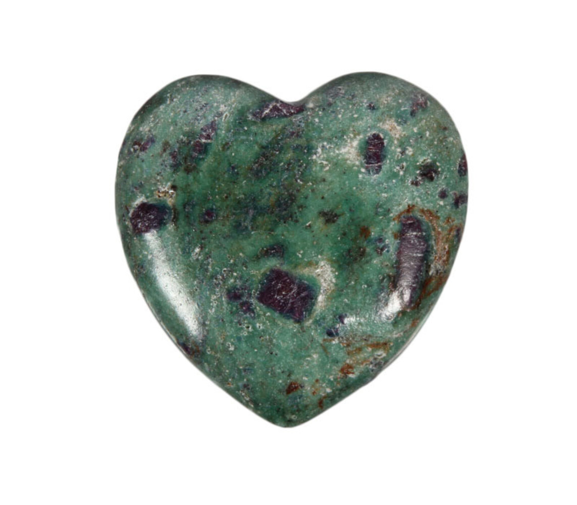 Robijn in fuchsiet edelsteen hart 4 cm