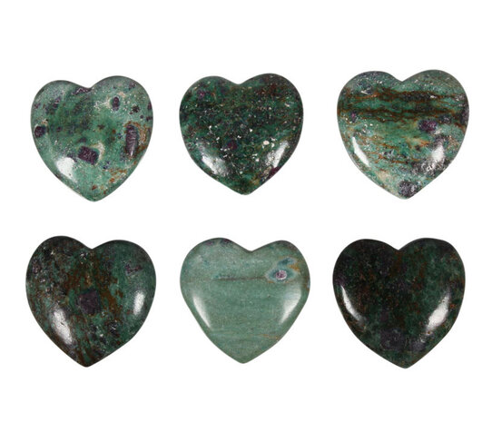 Robijn in fuchsiet edelsteen hart 4 cm