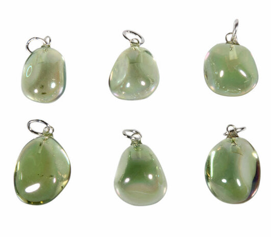 Apple aura kwarts hanger met zilveren oogje Apple aura kwarts hanger met zilveren oogje