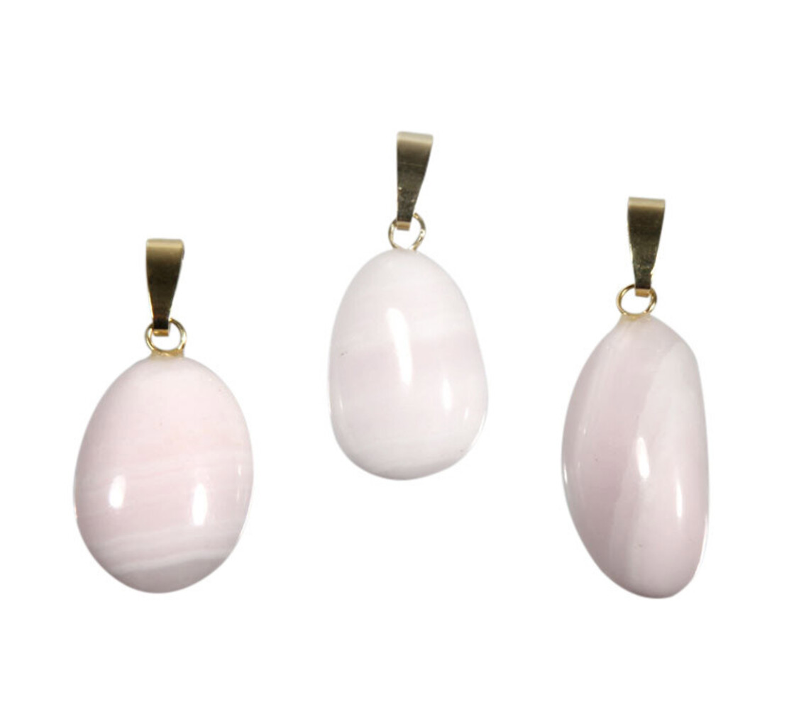 Calciet (mangano) hanger met 14k gouden oogje Calciet (mangano) hanger met 14k gouden oogje