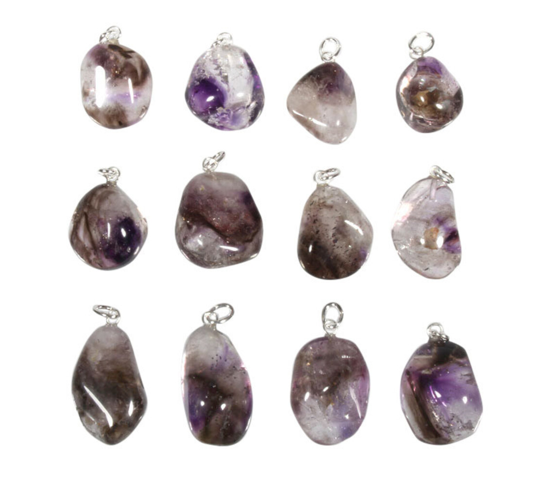 Amethist (Brandberg) hanger met zilveren oogje