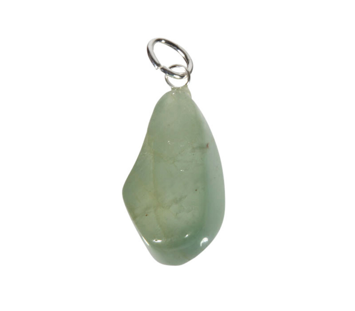 Aquamarijn (groen) hanger met zilveren oogje Aquamarijn (groen) hanger met zilveren oogje