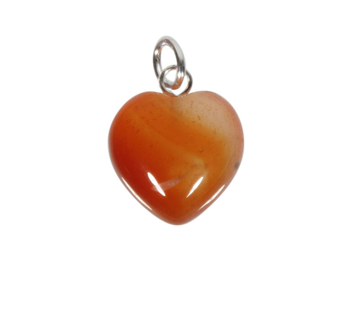 Carneool hanger hart 15 mm met zilveren oogje Carneool hanger hart 15 mm met zilveren oogje