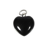 Obsidiaan (zwart) hanger hart 15 mm met zilveren oogje Obsidiaan (zwart) hanger hart 15 mm met zilveren oogje