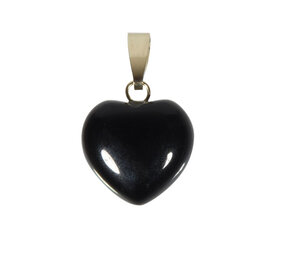 Obsidiaan (zwart) hanger hart met 14k gouden oogje Obsidiaan (zwart) hanger hart met 14k gouden oogje