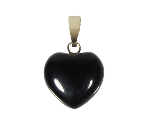 Obsidiaan (zwart) hanger hart met 14k gouden oogje Obsidiaan (zwart) hanger hart met 14k gouden oogje