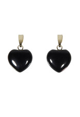 Obsidiaan (zwart) hanger hart met 14k gouden oogje