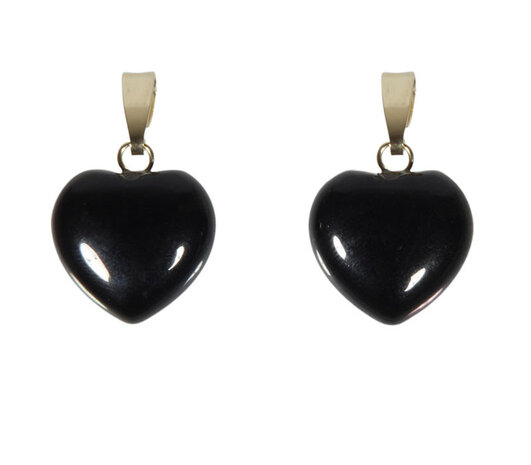 Obsidiaan (zwart) hanger hart met 14k gouden oogje Obsidiaan (zwart) hanger hart met 14k gouden oogje