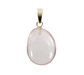 Rozenkwarts hanger ovaal met 14k gouden oogje Rozenkwarts hanger ovaal met 14k gouden oogje