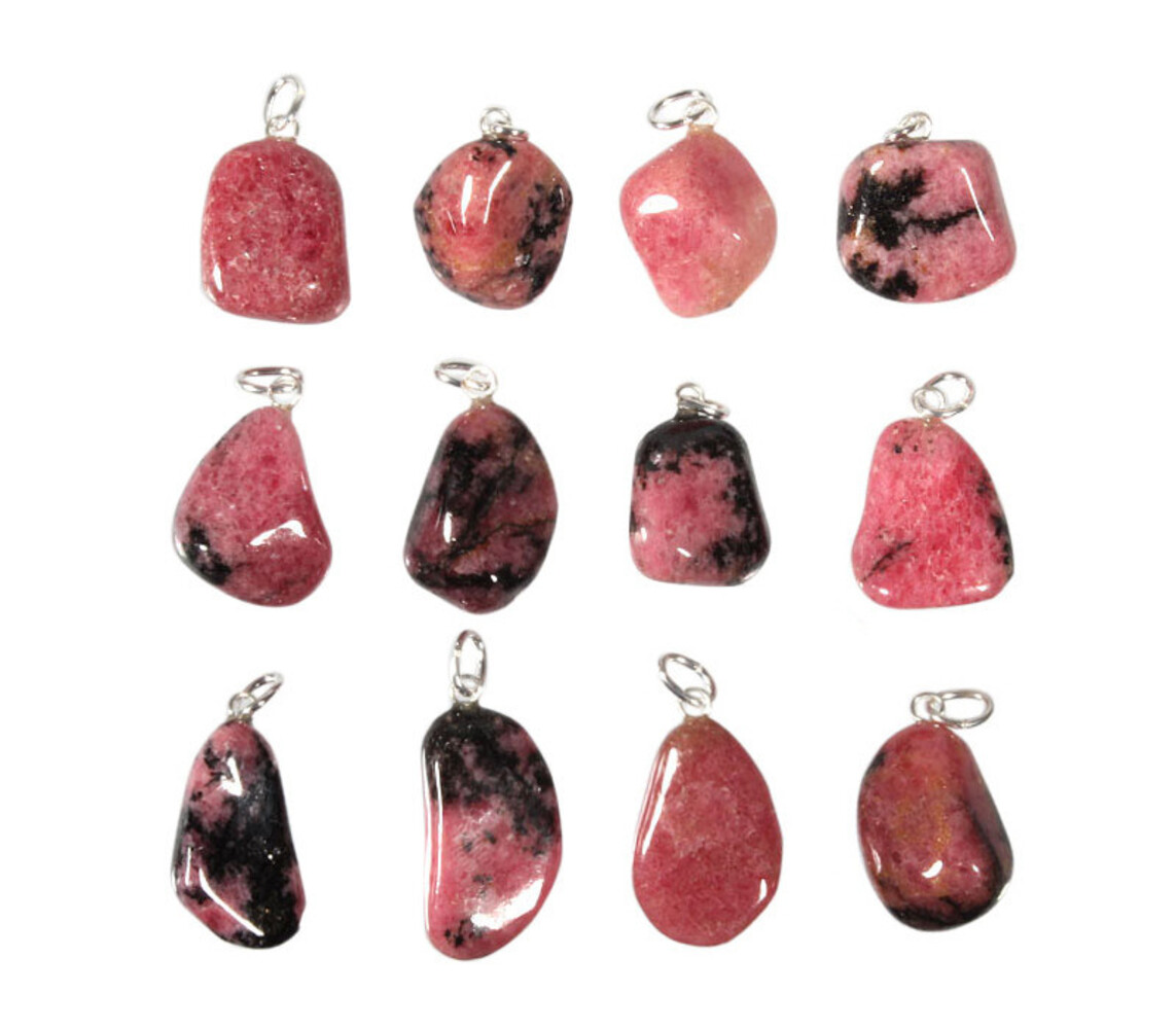 Rhodoniet hanger met zilveren oogje Rhodoniet hanger met zilveren oogje