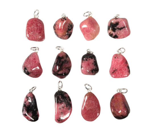 Rhodoniet hanger met zilveren oogje Rhodoniet hanger met zilveren oogje