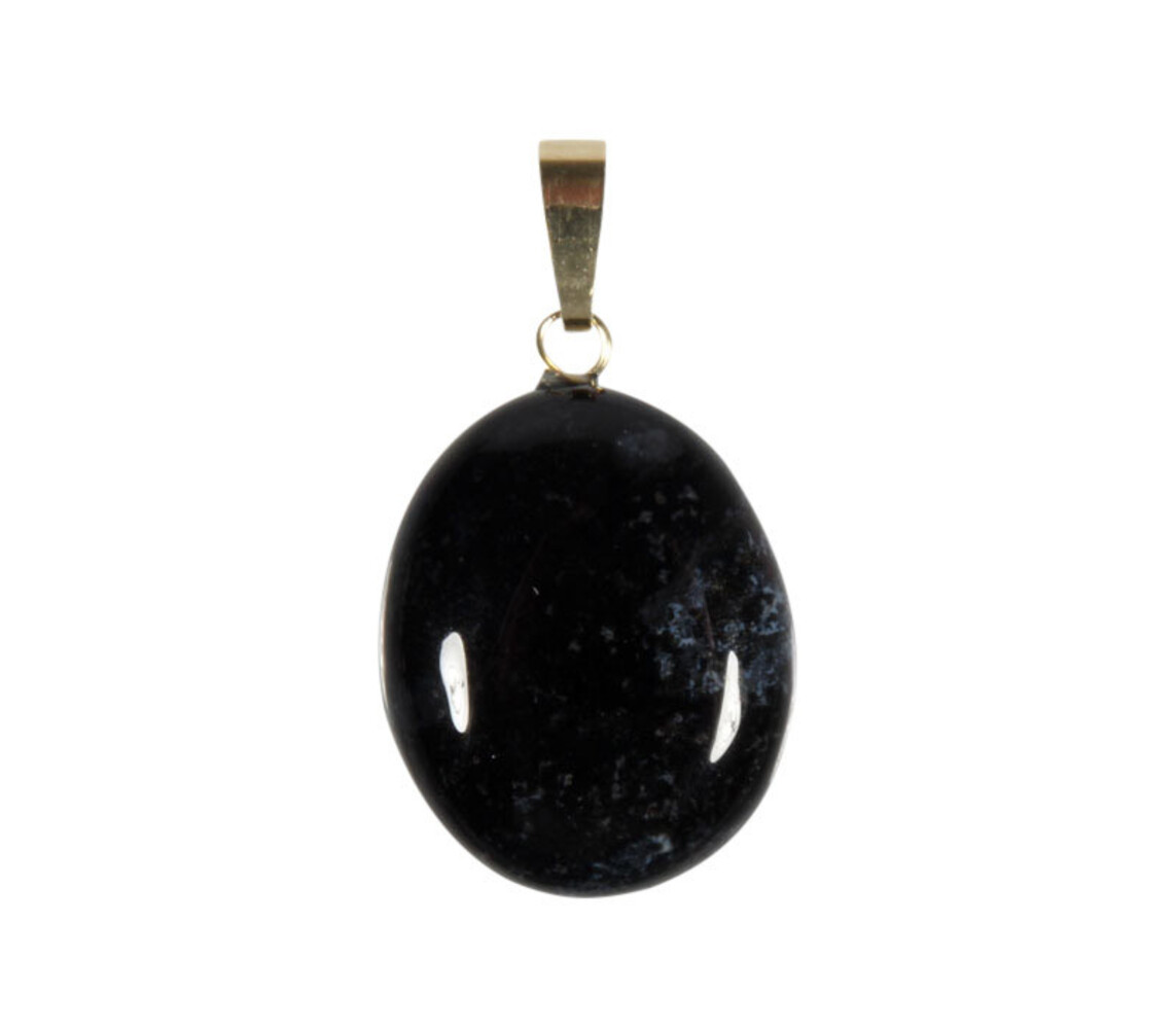 Onyx hanger ovaal met 14k gouden oogje Onyx hanger ovaal met 14k gouden oogje