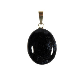 Onyx hanger ovaal met 14k gouden oogje Onyx hanger ovaal met 14k gouden oogje
